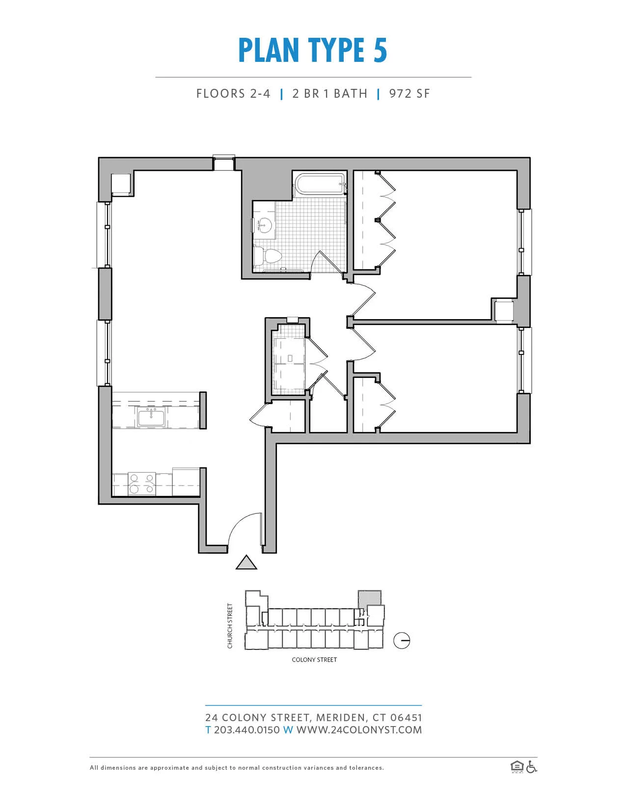 Type V floor plan, 972 square feet